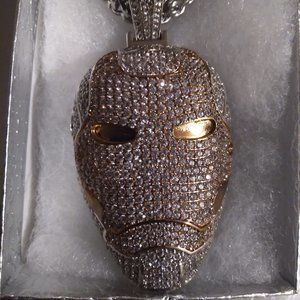 CZ Stainless Steel Rose Gold Tone Iron Man Pendant